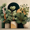 Abstract Potted Plant Mural Wallpaper — Botanical Art Mural Wallpaper - room preview 02