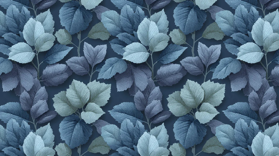 Nature Wallpaper Mural – Natural Wall Mural – Midnight Canopy Foliage — Botanical Blue printable artwork