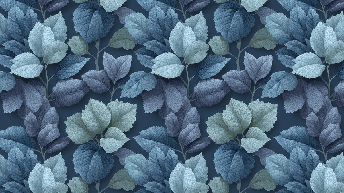 Midnight Canopy Foliage Mural Wallpaper — Botanical Blue Mural Wallpaper - room preview 02