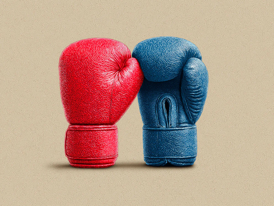 Abstract Wallpaper Mural – Modern Art Wall Mural – Boxing Gloves Sport — Red and Blue Minimalist Art printable artwork