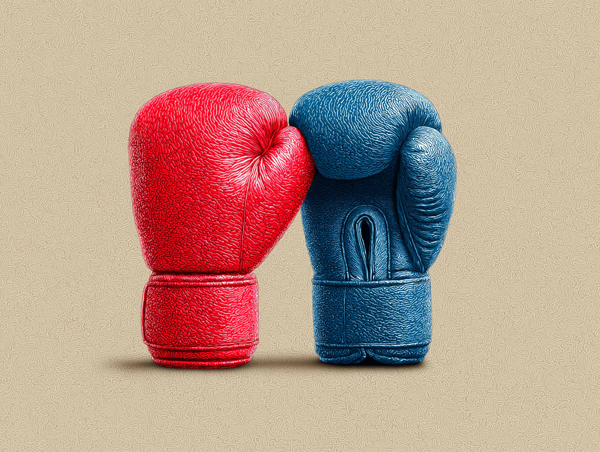 Boxing Gloves Sport Mural Wallpaper — Red and Blue Minimalist Art Mural Wallpaper - room preview 02