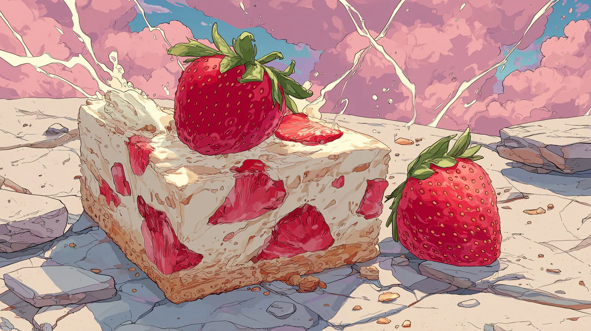 Strawberry Cake Dream Mural Wallpaper — Whimsical Fruity Design Mural Wallpaper - room preview 02