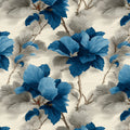 Sculptural Leaf Mural Wallpaper in Deep Blue and Soft Gray Mural Wallpaper - room preview 02