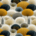 Abstract Dandelion Meadow Mural Wallpaper — Mustard and Charcoal Mural Wallpaper - room preview 02