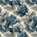 Acanthus Leaf Mural Wallpaper — Blue and Cream Botanical Art Mural Wallpaper - room preview 02