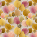 Autumnal Foliage Mural Wallpaper — Soft Gold and Plum Motifs Mural Wallpaper - room preview 02
