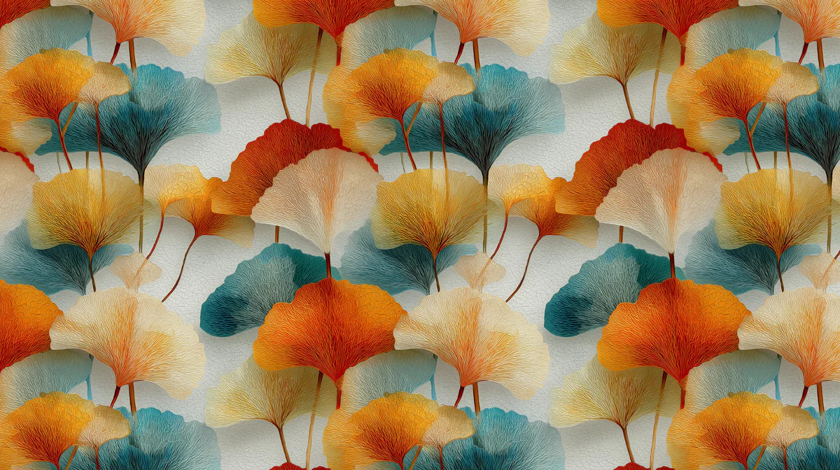 Ginkgo Leaf Grove Mural Wallpaper in Warm Autumnal Tones Mural Wallpaper - room preview 02