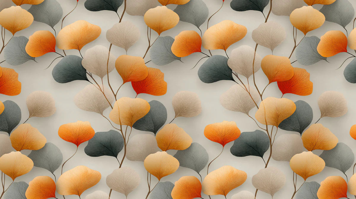 Ginkgo Leaf Mural Wallpaper — Modern Botanical Wall Decor Mural Wallpaper - room preview 02