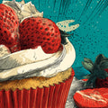 Strawberry Pop Art Mural Wallpaper — Vibrant Comic Comic Style Mural Wallpaper - room preview 02