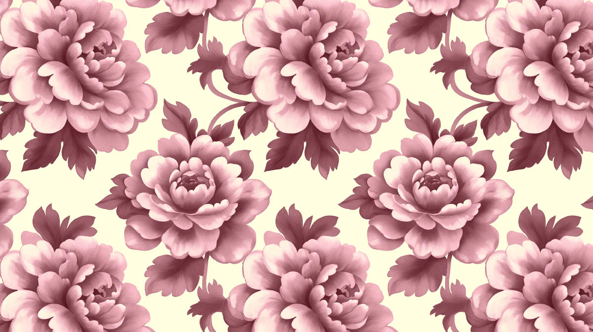 Dusty Rose Peony Bloom Mural Wallpaper — Vintage Floral Style Mural Wallpaper - room preview 02