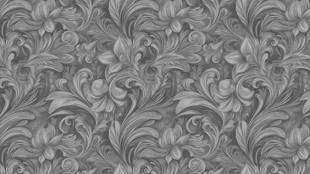 Sculpted Greyscale Botanical Mural Wallpaper — Monochromatic Art Mural Wallpaper - room preview 02