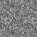 Sculpted Greyscale Botanical Mural Wallpaper — Monochromatic Art Mural Wallpaper - room preview 02