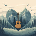 Acoustic Mountain Melody Mural Wallpaper — Nature Inspired Art Mural Wallpaper - room preview 02