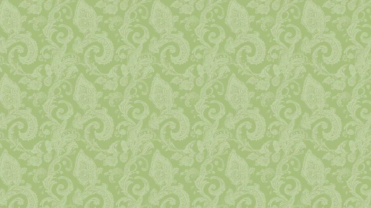 Vintage Paisley Bloom Mural Wallpaper — Sage Green Botanical Mural Wallpaper - room preview 02