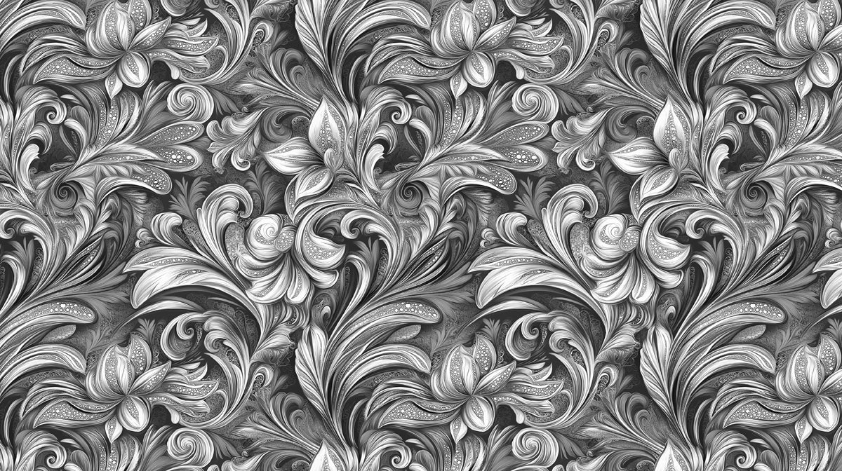 Sculpted Monochromatic Floral Mural Wallpaper — Engraved Artistry Mural Wallpaper - room preview 02