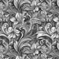 Sculpted Monochromatic Floral Mural Wallpaper — Engraved Artistry Mural Wallpaper - room preview 02