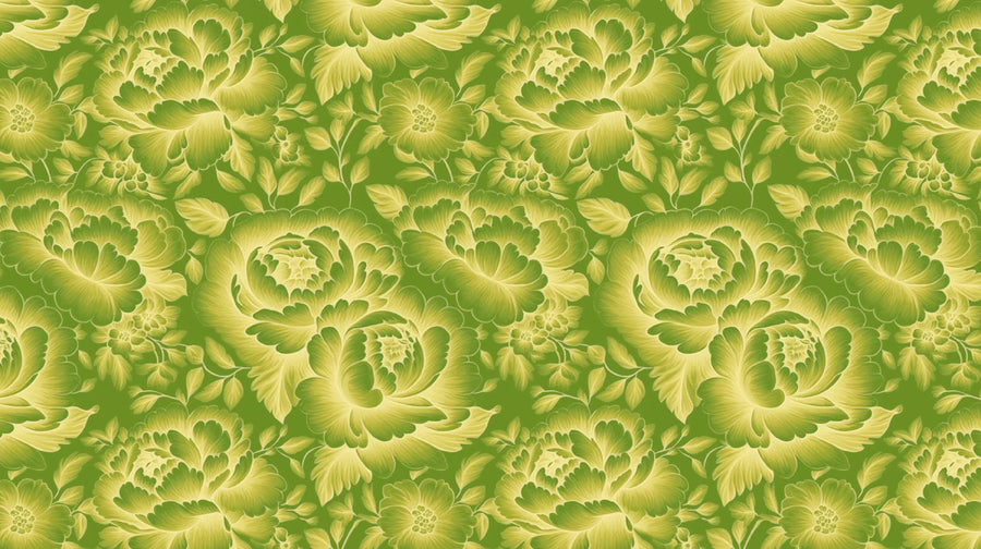 Floral Wallpaper Mural – Flower Wallpaper – Luminous Lime Peony Bloom — Vibrant Botanical printable artwork