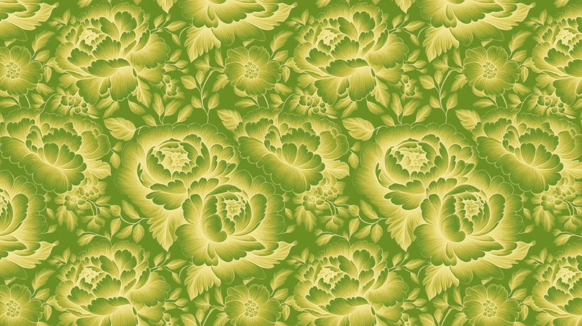 Luminous Lime Peony Bloom Mural Wallpaper — Vibrant Botanical Mural Wallpaper - room preview 02
