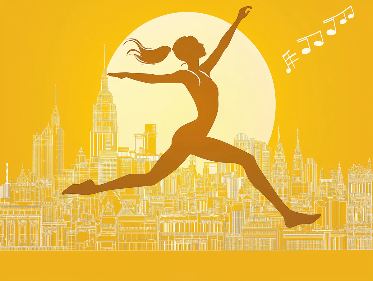 Urban Dancer Mural Wallpaper — Golden Skyline Silhouette Mural Wallpaper - room preview 02