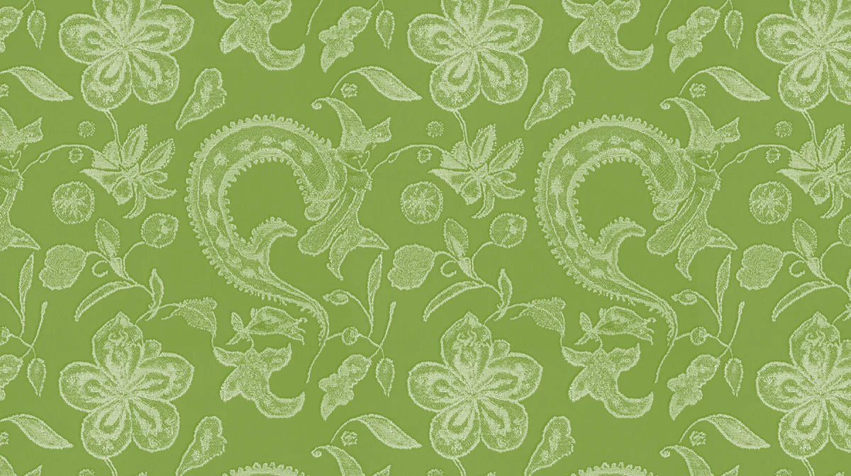 Soft Lime Paisley Mural Wallpaper — Delicate Botanical Texture Mural Wallpaper - room preview 02