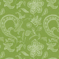 Soft Lime Paisley Mural Wallpaper — Delicate Botanical Texture Mural Wallpaper - room preview 02