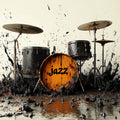 Explosive Jazz Drum Kit Mural Wallpaper — Artistic Musical Theme Mural Wallpaper - room preview 02