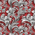 Scarlet Scrollwork Mural Wallpaper — Baroque Floral Grandeur Mural Wallpaper - room preview 02