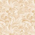 Cream and Ochre Floral Scroll Mural Wallpaper - room preview 02