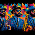 Jazz Saxophone Mural Wallpaper — Vibrant Geometric Music Art Mural Wallpaper - room preview 02