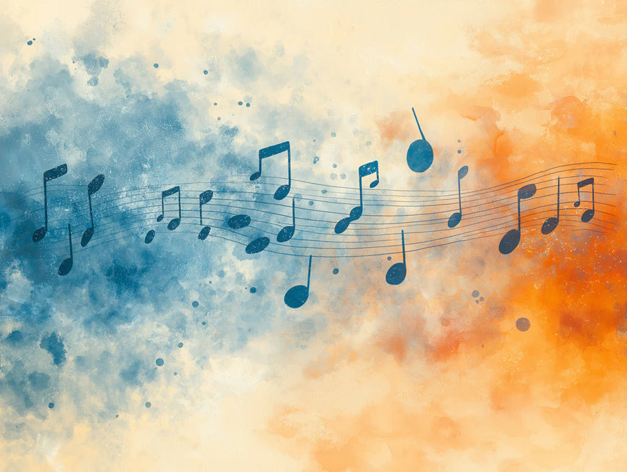 Watercolor Wallpaper Mural – Watercolour Wall Mural – Watercolor Melody — Abstract Musical Notes printable artwork