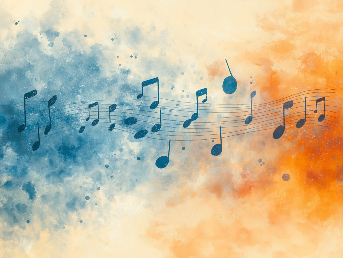 Watercolor Melody Mural Wallpaper — Abstract Musical Notes Mural Wallpaper - room preview 02
