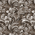 Antique Engraved Baroque Floral Mural Wallpaper — Sepia Heritage Mural Wallpaper - room preview 02