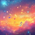 Cosmic Musical Harmony Mural Wallpaper — Vibrant Celestial Design Mural Wallpaper - room preview 02