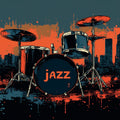 Urban Jazz Drum Kit Mural Wallpaper — Artistic City Beat Mural Wallpaper - room preview 02