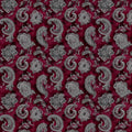 Burgundy and Silver Paisley Mural Wallpaper — Ornate Floral Art Mural Wallpaper - room preview 02