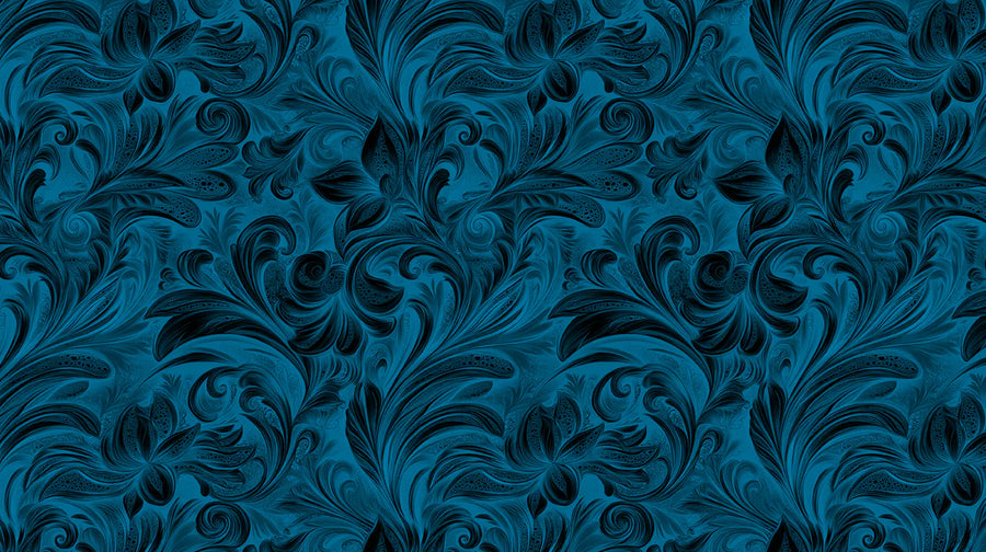 Blaugrüne florale Schnörkel-Tapete – Tapete im barocken Stil printable artwork