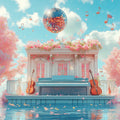 Floral Music Venue Mural Wallpaper — Whimsical Waterfront Scene Mural Wallpaper - room preview 02
