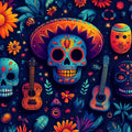 Day of the Dead Celebration Mural Wallpaper — Vibrant Cultural Art Mural Wallpaper - room preview 02