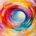 Chromatic Vortex Mural Wallpaper — Painterly Circular Abstract Mural Wallpaper - room preview 02