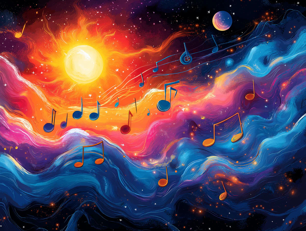 Musical Galaxy Swirl Mural Wallpaper — Cosmic Art for Walls Mural Wallpaper - room preview 02