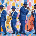 Jazz Musician Trio Mural Wallpaper — Vibrant Artistic Wall Decor Mural Wallpaper - room preview 02