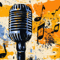 Vintage Microphone Abstract Mural Wallpaper — Retro Music Art Mural Wallpaper - room preview 02
