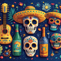 Day of the Dead Calavera Mural Wallpaper — Whimsical Celebration Mural Wallpaper - room preview 02