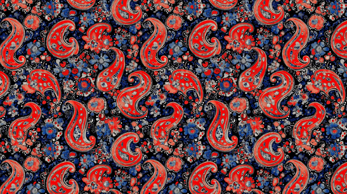Fiery Paisley Tapestry Mural Wallpaper — Modern Eclectic Design Mural Wallpaper - room preview 02