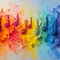 Rainbow Music Note Mural Wallpaper — Expressive Artistic Wall Art Mural Wallpaper - room preview 02
