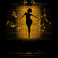 Golden Dancer Silhouette Music Mural Wallpaper — Abstract Art Mural Wallpaper - room preview 02