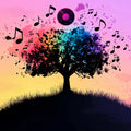 Melodic Tree of Life Mural Wallpaper — Vibrant Whimsical Design Mural Wallpaper - room preview 02