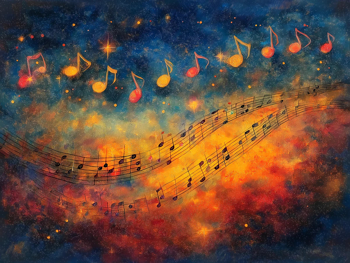 Abstract Musical Notes Mural Wallpaper — Expressive Harmonic Flow Mural Wallpaper - room preview 02