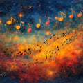 Abstract Musical Notes Mural Wallpaper — Expressive Harmonic Flow Mural Wallpaper - room preview 02