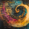 Fibonacci Music Vortex Mural Wallpaper — Abstract Harmonic Flow Mural Wallpaper - room preview 02